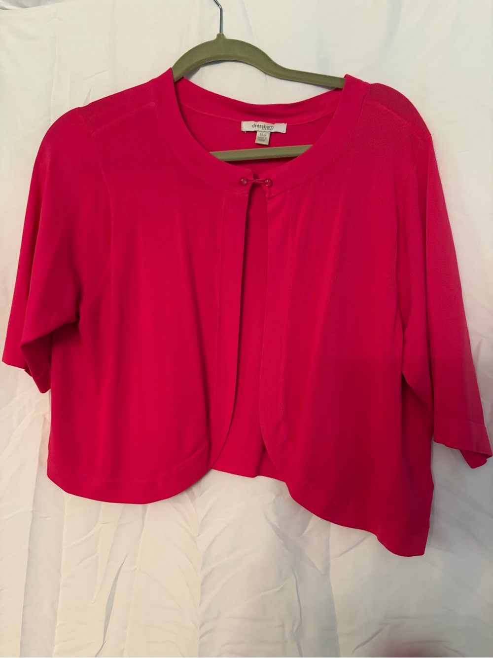 Dress Barn Pink Short Sleeve Open Cardigan